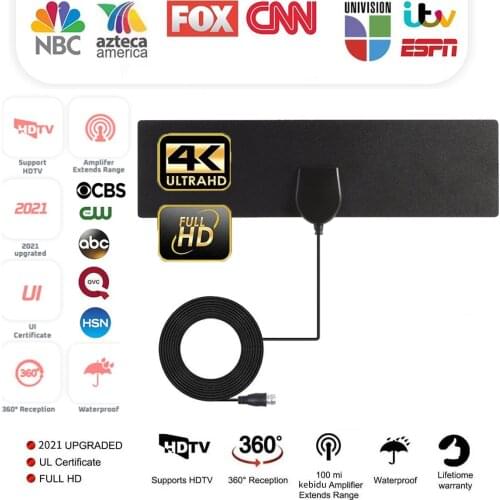 50 Miles HDTV Indoor TV Antenna DVB-T2 ATSC 1080P HD Digital Amplifier High Gain Satellite Receiver Built-in Car Antenna