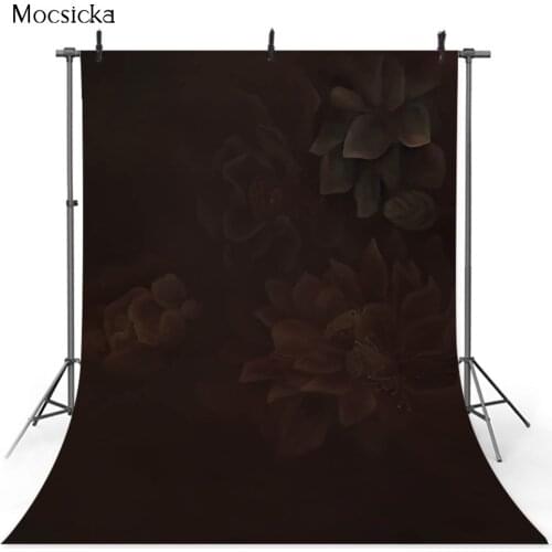 Dark Floral Backdrop for Photography Black Portrait Photographic Background Children Kids Backgrounds for Picture photocall Prop