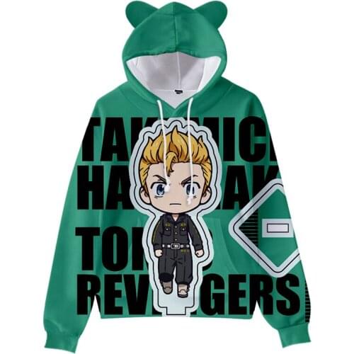 3D Anime Tokyo Revengers Cute Cat Ears Hoodies Sweatshirts Fashion Kids Hooded Casual Autumn Boys Girls Cartoon Pullovers