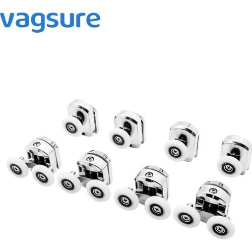 Vagsure 4pcs-8pcs/set double top and Single Bottom Chromed Zinc-Alloy Sliding Shower Cabin Pulleys Wheel Runner Door Rollers