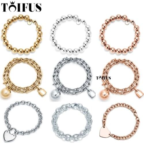 Tif New style 925 Sterling Silver Classic Ladies Chain Round bead love Bracelet With Original Logo China Factory