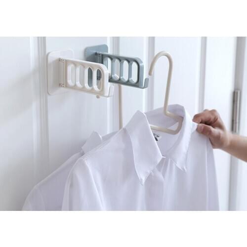 1PC Four Holes Plastic Hook Wardrobe Over Door Hanger Coat Clothes Storage Rack Punch Free Closet Foldable Key Organizer OK 0876