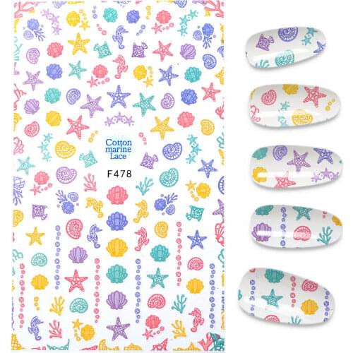 1pc Nail Sticker Nail Art Decorations Flower Decals 3D Adhesive Stickers Ocean World Foil Manicure Wrap Stickers For Nails