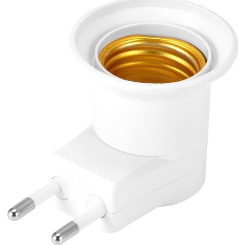 1PC Hot Sell Practical White E27 LED Light Socket To EU Plug Holder Adapter Converter ON/OFF For Bulb Lamp