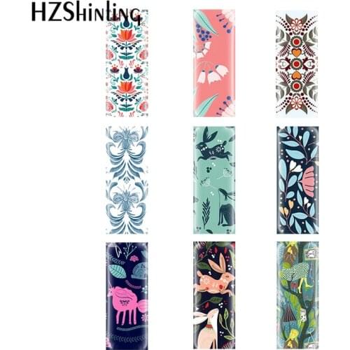 10*25mm 10pcs scandinavian-folk Rectangle Glass Cabochon Jewelry Accessories