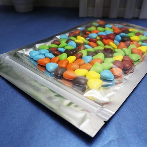 10X17.5CM,100 X Translucent plating Aluminium foil Zip Lock Bag-Silver Metallic aluminium & front clear Resealable plastic pouch