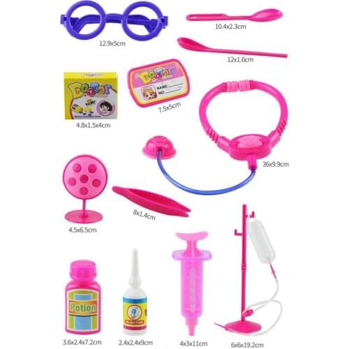 12Pcs/Set Doctor Play Set Simulation Pretend Play Plastic Doctor Nurse Role-play Medical Toys for Kids