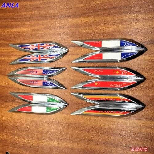 2pcs=1set metal zinc alloy National flag badge car stickers blade car leaf board labeling emblem car styling Auto Accessories