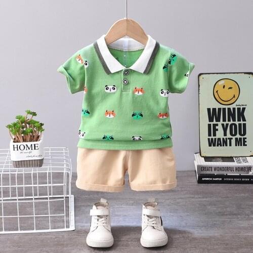 New Summer Baby Boys Casual Cotton Clothes Sets Toddler Girls Cartoon POLO T-Shirt +Shorts 2pcs Baby Tracksuit Kids Clothing