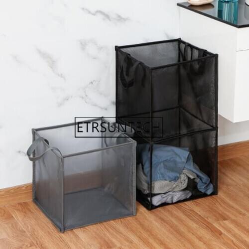 20pcs Mesh Folding Laundry Basket Square Storage Basket Clothes Organizer Underwear Toy Holder Bucket Large Capacity