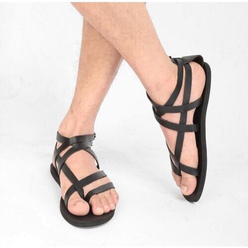 2020 Men Summer Shoes Leather Roman Sandals Shoes zapatos mujer Gladiator New Men Sandals Soft Comfortable, Big Sizes US6-12