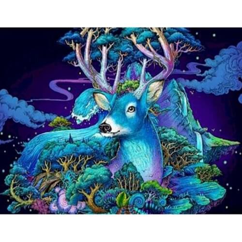 5D DIY Diamond Painting Blue Sika Deer Animal Full Drill Hobbies And Crafts Diamond Embroidery Animal Mosaic Handicraft Christma