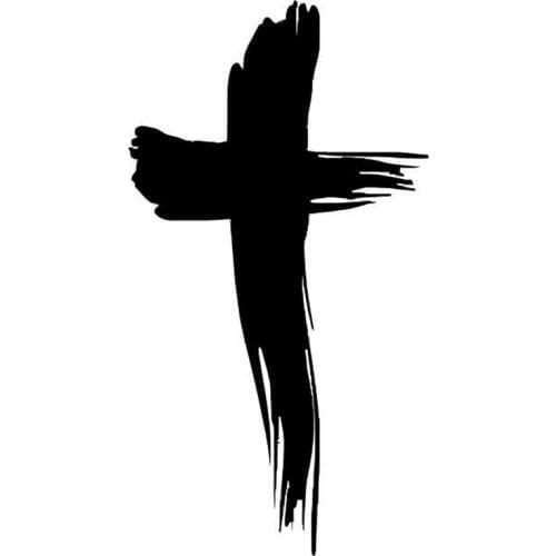 6.5cm*12cm Cross Fashion Black/Silver Vinyl Decal Car Window Sticker Religious Jesus S6-3402