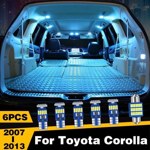 6 Pcs LED Highlight Car Interior Dome Reading Light Roof Lamp Accessories For Toyota Corolla 2007 2008 2009 2010 2011 2012 2013