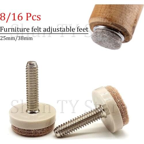 8/16 Pieces of Furniture Felt Screw Adjustable Foot Pad Protector Sofa Chair Table Leg Non-slip Silver Non-slip Pad Protector