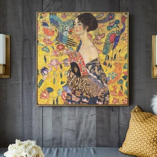 Abstract Print Canvas Oil Painting Golden Noble Woman Art Posters and Prints Modular Pictures Home Decoration Living Room Mural