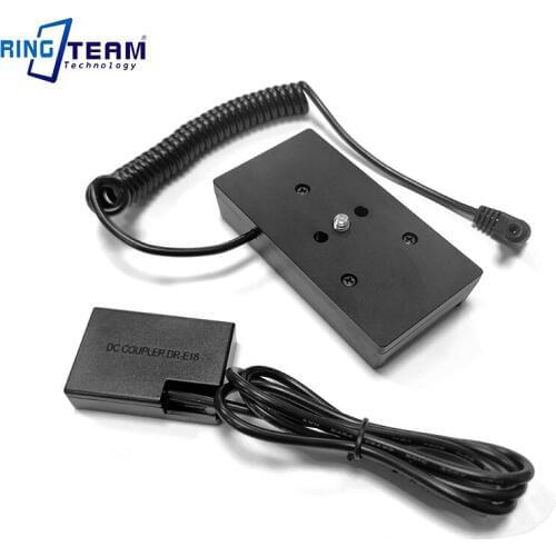 7.2V / 12V NPF Battery Plate with Coiled Cable + DRE18 for Canon Camera EOS RP 77D 200D 750D 760D 800D Kiss 8000D X8i Rebel T6