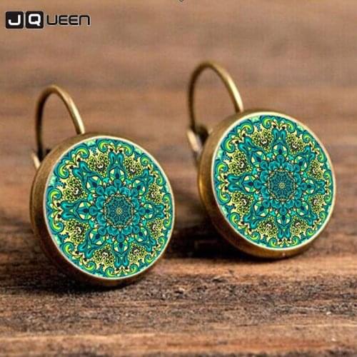 Bohemia 18mm Time Crystal Multi Style Earrings Ear Studs Bohemia The Sun FLOWER Peacock Feather Ear Nails Woman Jewelry