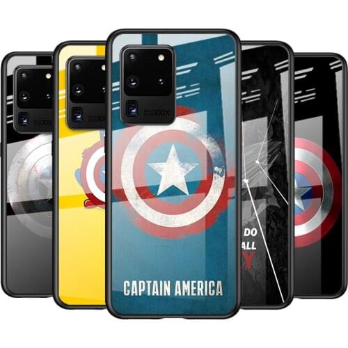 Tempered Glass Cover Captain America Shield For Samsung Galaxy S21 Ultra Plus 5G M51 M31 M21 Shockproof Shell Phone Case