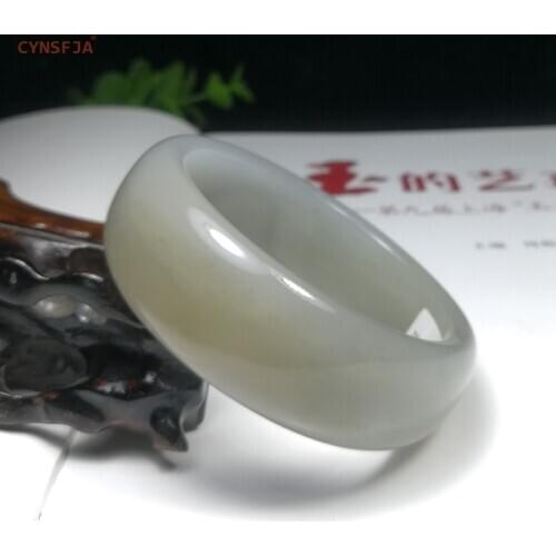 CYNSFJA New Real Rare Certified Natural Chinese Hetian Jade Nephrite Amulets 58mm Jade Bracelet Bangle High Quality Best Gifts