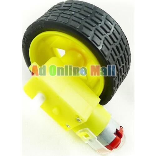 DC 3-6V 48:1 Drive Gear Motor with tyre for Smart Car Robot Plastic 5Set/Lot