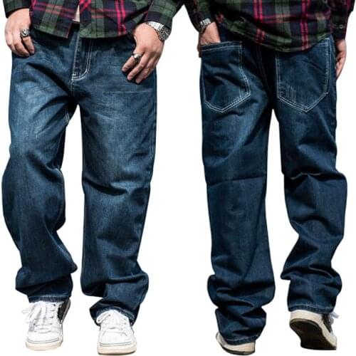 Oversized Loose Jeans Men Denim Pants Straight Baggy Casual Streetwear Hip Hop Skateboard Blue Wide Leg Trousers Large Size 46