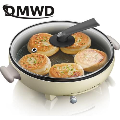DMWD Electric Cooker Multifunction Non-stick Hotpot Smokeless Noodles Cooking Pot Food Steamer Steak Frying Pan Heating Wok EU