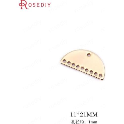 F257)10 pieces 11*21mm Hole 1mm 24K Gold Color Brass Half Round Shape Charms High Quality Diy Jewelry Findings Accessories