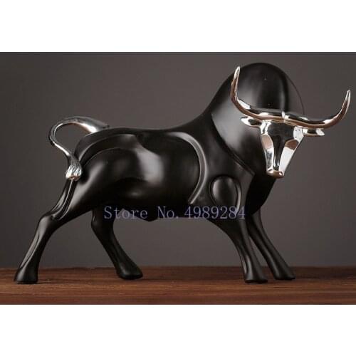 Resin Cattle Simulation Animal Ornaments Abstract Silver Handicraft Furnishings Modern Home Decoration Animal Figures Home Decor