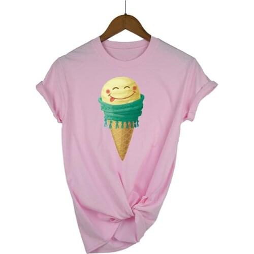 Women Shirt Ladies Female Ice Cream XL Plus Size T Womens Fashion T-shirt Graphic Short Sleeve Summer Printed Top Tshirt