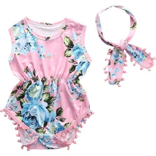 Hi Hi Baby Store US Seller Infant Baby Girl Floral Romper Body Jumpsuit Sunsuit Cotton Clothes 0-24M