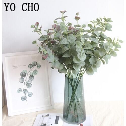 Silk Eucalyptus Leaf Artificial Leaves Branch Retro Artificial plant for Home Decor Wedding Plants Faux Fabric Foliage Room Deco