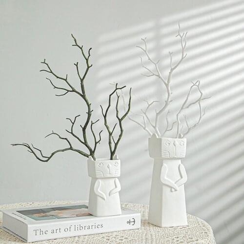 Cat Ceramic Flower Pots Vase Cute Funny Abstract Animal Shape Figurines Planter Container Home Desktop Office Shop Decoration