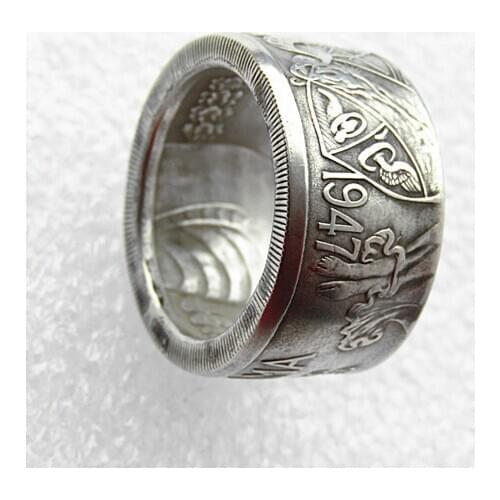 Handmade Ring By Panama 1947 Date Selection Balboa Silver Plated Copy Coins In Sizes 8-16