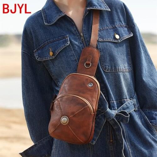 Retro Leather Chest Bag Women chest Bag Female Casual Messenger Bag Handmade Leather Small Chest Bags Pack 2020 New Original
