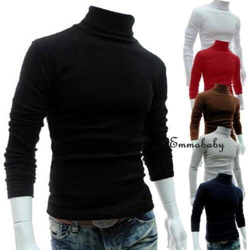 2020 Mens Turtleneck Tops Winter Warm Long Sleeve Cotton Cotton High Neck Pullover Sweater Tops Turtleneck T-Shirts