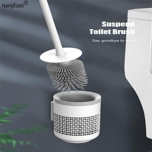Floor-Standing Rubber Head Cleaning Toilet Brush Wall-Mounted TPR Toilet Brush Long Handle Household Floor Bathroom Accessories