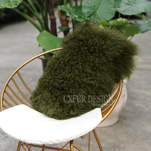 Free Shipping CX-D-01G Hot Selling Mongolian Lamb Fur Cushion Cover
