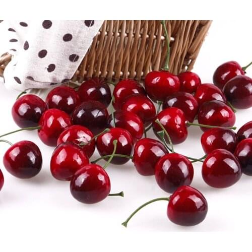 New 30Pcs/Pack Lifelike Fake Faux Cherry Artificial Fruit Model House Kitchen Party Decor #41055