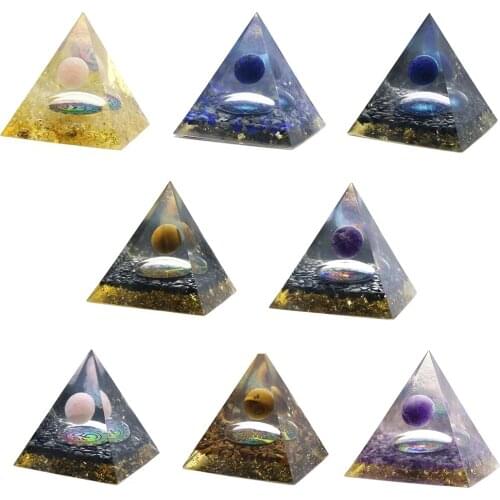 Ogan Pyramid Chakras Quartz Gravel Tower Amethyst Ball Energy Converter Emotional Reiki Healing Crystal Stone Gift Rome Decora