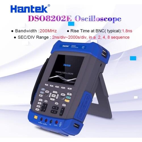 Hantek DSO8202E 6 in 1 200MHz oscilloscope bandwidth 1GS/s sample rate 5.6 inch TFT Color LCD Display 2CH handheld oscilloscope