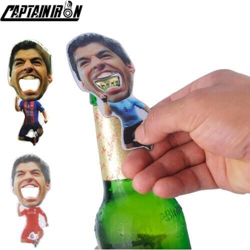 CAPTAINIRON Suarez Biting Beer Bottle Opener Zinc Alloy Wine Corkscrew Barca Football Team Souvenir for Spain Barcelona Fans