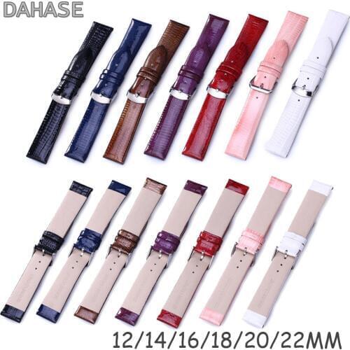 Oil Wax Glossy Genuine Leather Strap Replacement Wrist Watch Band Lizard Pattern 12 14 16 18 20 22mm Bracelet Watch Accessories