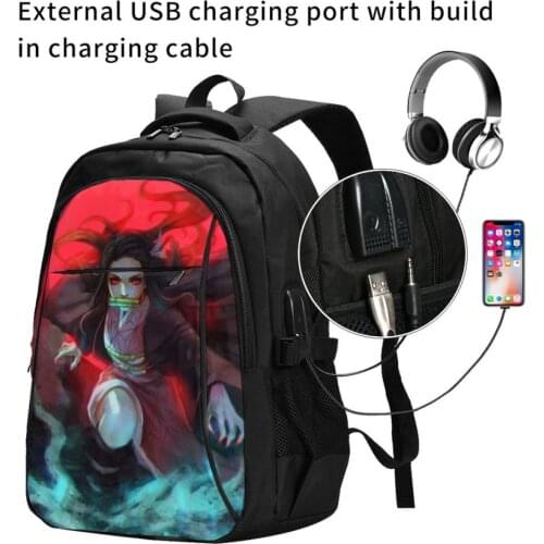 Kimetsu No Yaiba USB Interface backpack Cartoon Anime School Bags Boys Rucksack Girls Knapsack Men Women Travel Bag