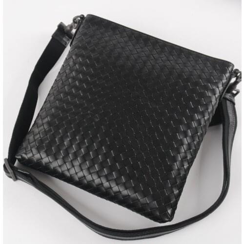 HJKL 2018 Genuine Cowhide Leather Shoulder Bag Small Messenger Bags Men Woven Crossbody Bag Handbags New Fashion Men Bag