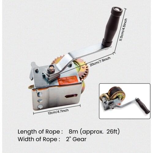Heavy Duty 600lbs Hand Winch Hand Crank Strap Gear Winch ATV UTV Boat Trailer