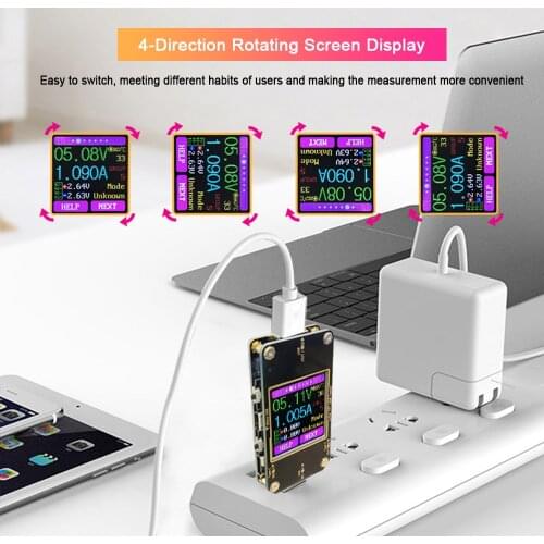 Type C USB Tester with TFT LCD Color Screen USB Voltmeter Ammeter Current Voltage Tester BT Connection APP Remote Control