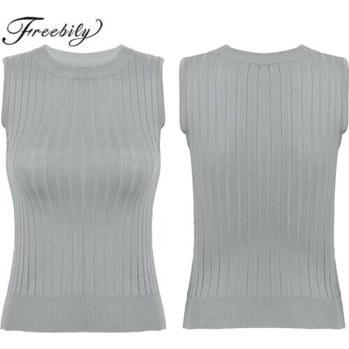 Slim Fit Sweater Women Girl O Neck Sleeveless Knitted Vest Waistcoat Autumn Winter Female Pullover Knitwear Casual Tank Top 2020