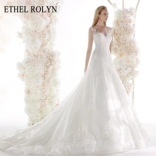 ETHEL ROLYN Illusion Vintage Wedding Dress 2021 Romantic Appliques A-Line Bride Dresses Princess Wedding Gowns Vestido De Noiva
