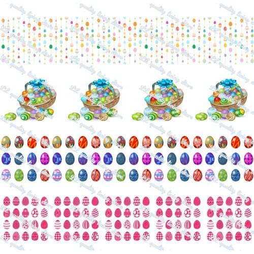 WL 1’Happy Easter Egg Printing Grosgrain Ribbon Christmas Theme Holiday Party Bow Decoration Gift Wrapping Hair Accessories